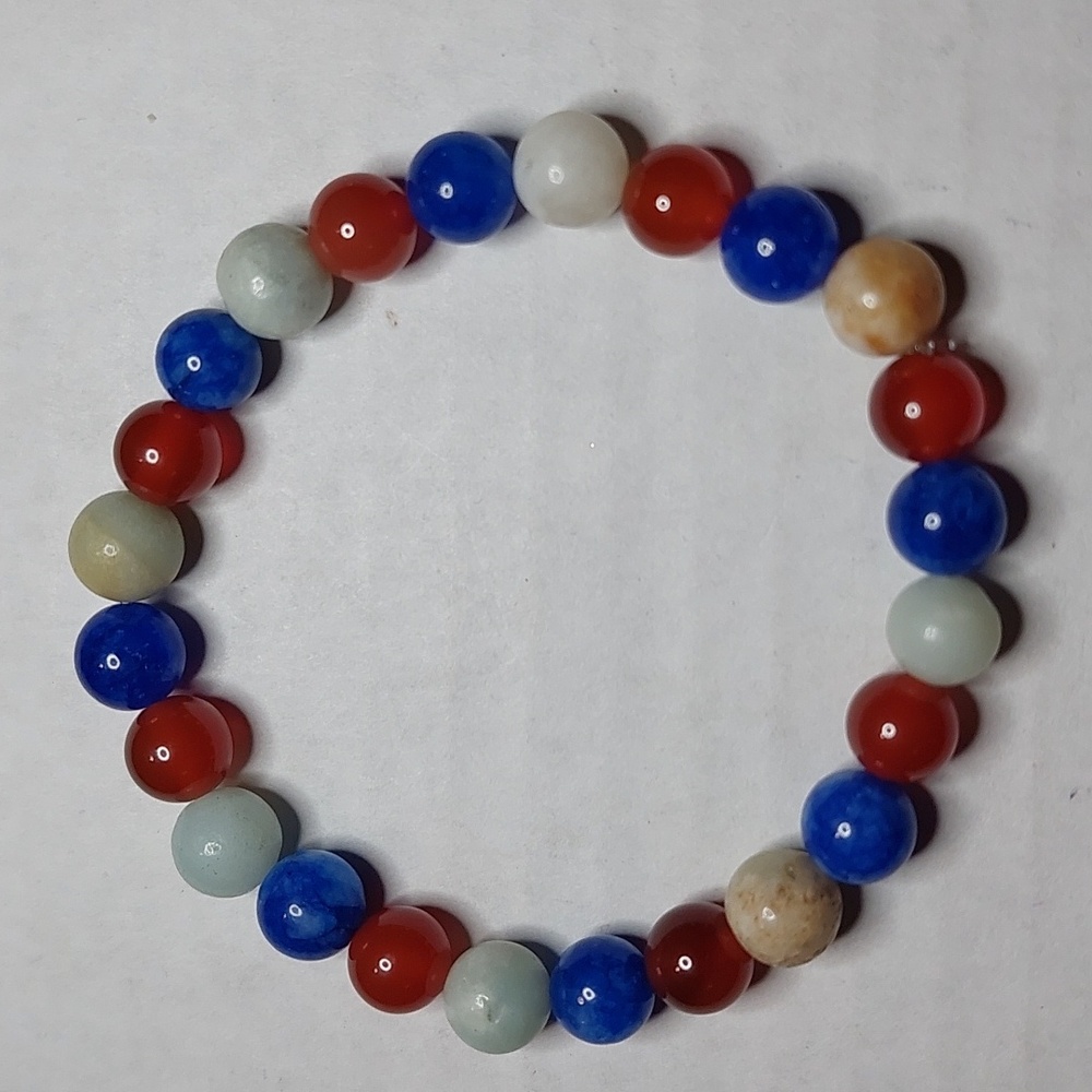 Kyanite/Carnelian/Amazonite stone bead bracelet Balance & energizing positivity